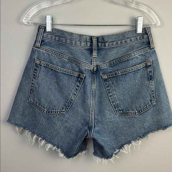 Agolde Parker Long Vintage Loose Jean Shorts Regenerative Cotton Frayed Size 25 - Picture 9 of 16